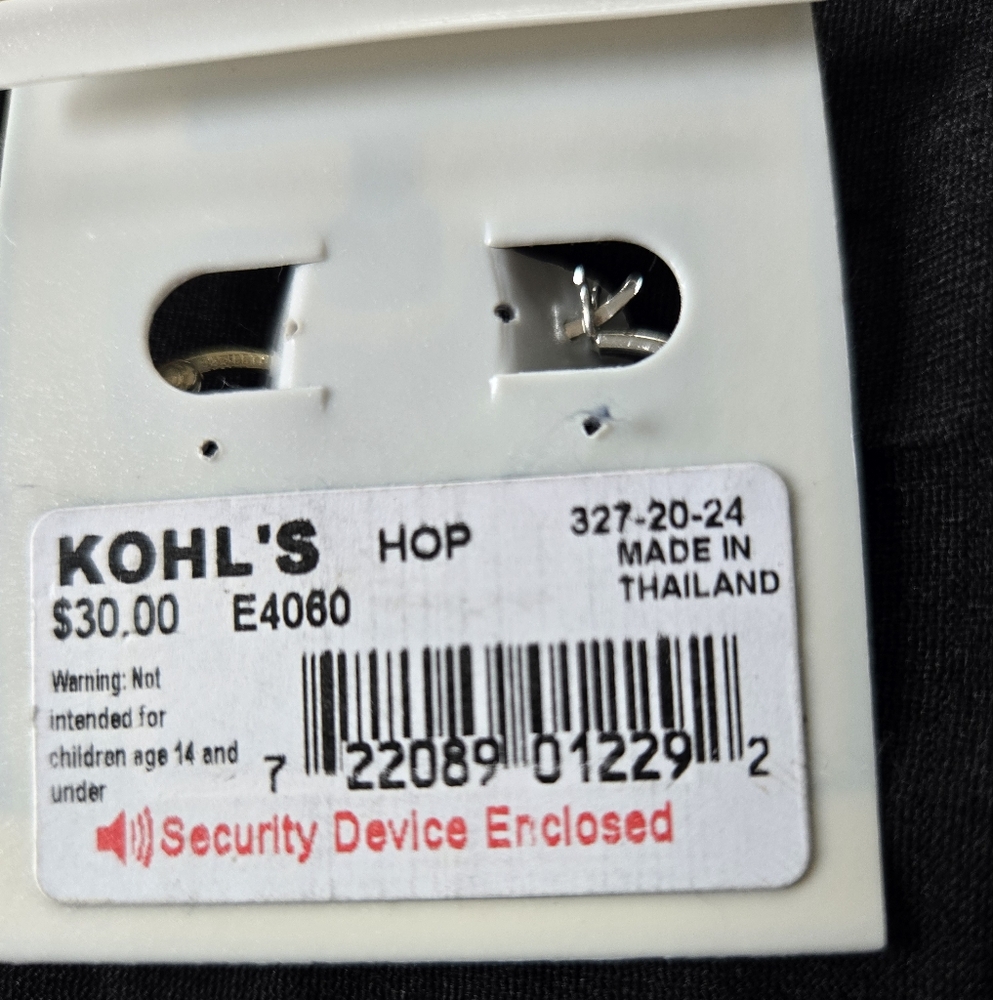 Kohl's Silver Hoop Earrings Classic Sterling Design - Picture 3 of 3